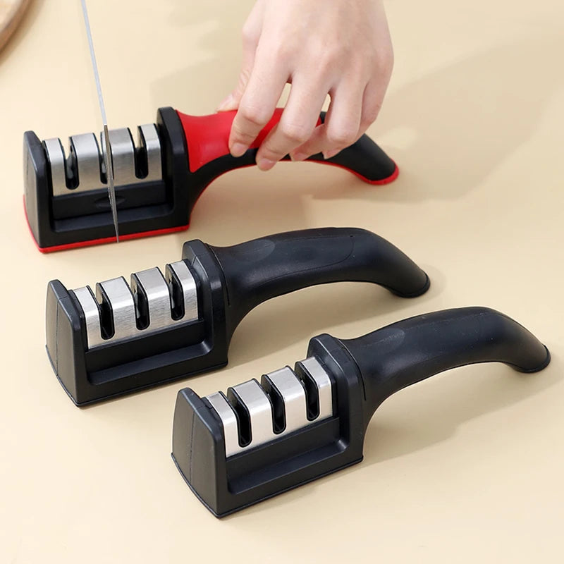Handheld 3-Stage Knife Sharpener – Multi-Function Quick Sharpening Tool with Non-Slip Base