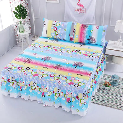 Flower Bedspread Non-Slip Bed Sheet Set – Soft Home Bedding Cover for King & Queen Size (1.5M/1.8M/2M)