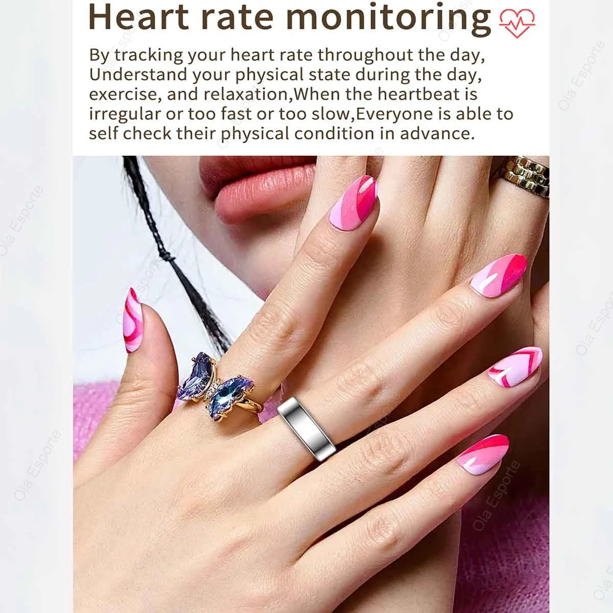 New Smart Ring Men Women, Heart Rate and Blood Oxygen Monitor Smart ring IP68 & 5ATM Waterproof, Multi-sport Mode Rings Man