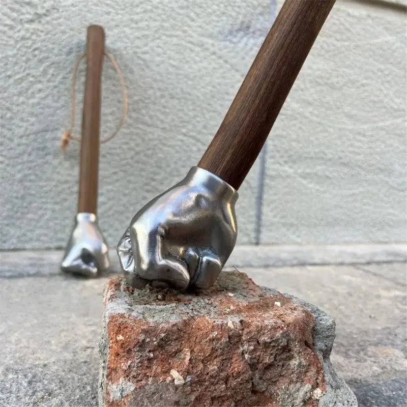 Stainless Steel Fist Hammer – Wooden Handle Craft & Camping Hand Tool