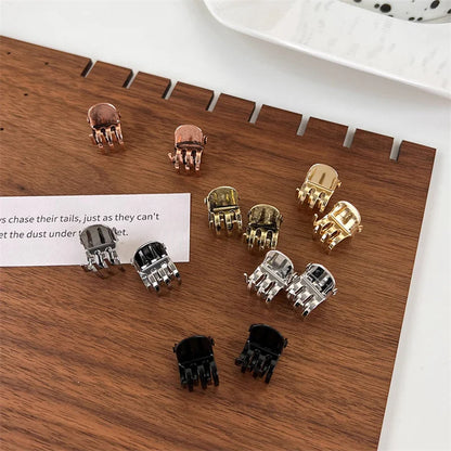 Vintage Metal Mini Hair Claw Clips – Gold, Silver & Bronze Bangs Clip for Women