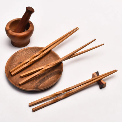 5-Pair Carbonized Bamboo Chopsticks – 24cm Household & Hotel Dining Chopsticks Set