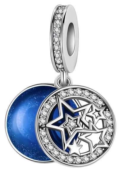 925 Sterling Silver Colorful Sun Moon Stars Dangle Charm – DIY Jewelry