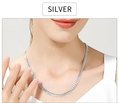 6mm Full Sideways Chain Necklace & Bracelet – 18K Gold & Silver Unisex Jewelry