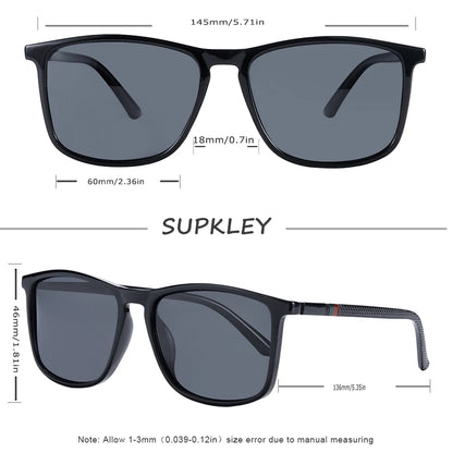 SUPKLEY Sports Sunglasses for Men – Polarized UV400 Square Lightweight Eyewear