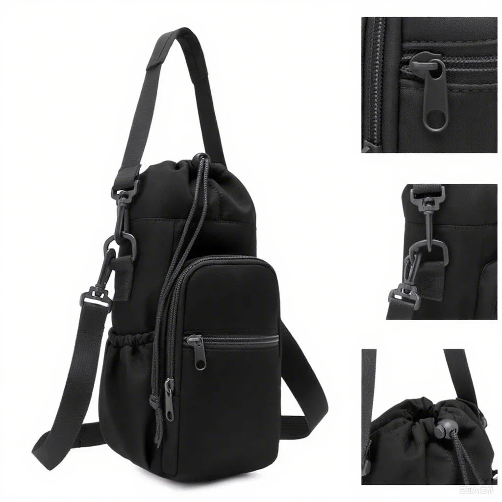 Portable Water Bottle Bag with Phone Pocket & Adjustable Strap – Insulated Thermal Outdoor Sports Bag