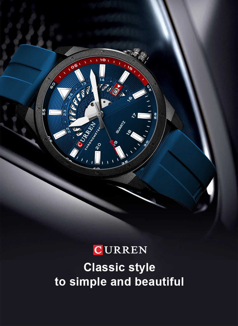 CURREN Fashion Men Watch Top Brand Luxury Waterproof Sport Mens Watches Silicone Automatic Date Military Wristwatch - BeeTrendyShop.COM