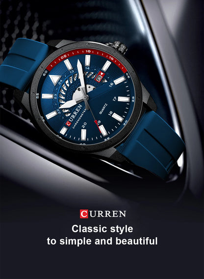 CURREN Fashion Men Watch Top Brand Luxury Waterproof Sport Mens Watches Silicone Automatic Date Military Wristwatch - BeeTrendyShop.COM