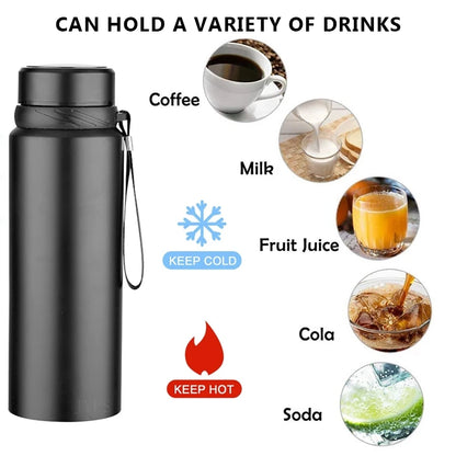 1L Stainless Steel Thermal Water Bottle – Vacuum Flask for Tea, Coffee & Water