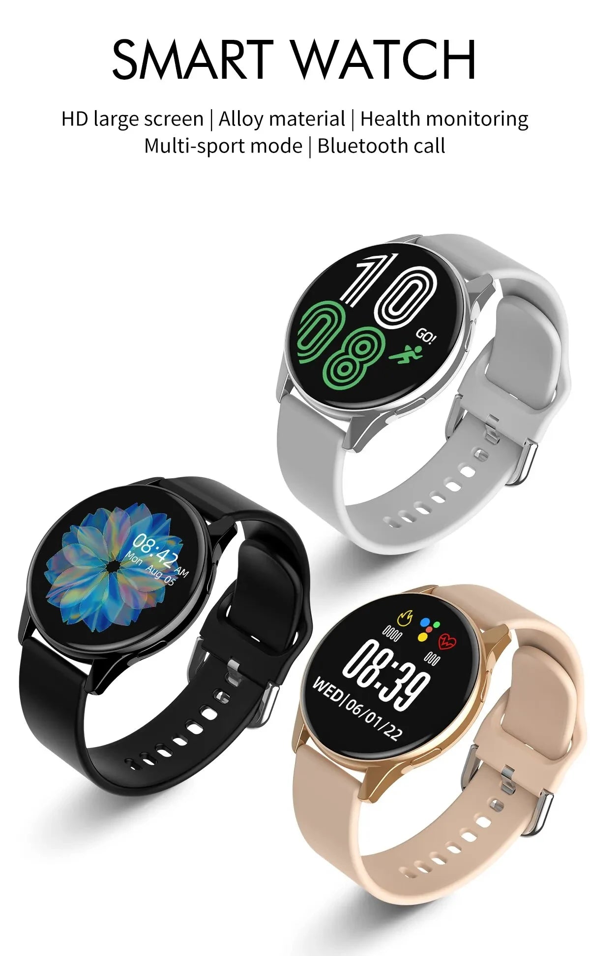 LIGE Smartwatch – Wireless Charging, Bluetooth Calls, Custom Watch Face, Fitness Tracker with Box
