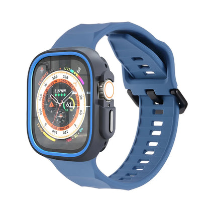 Smartwatch with a blue band on a white background