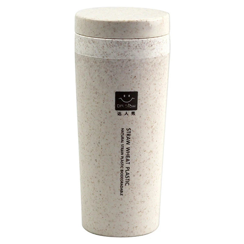 300ml Wheat Fiber Thermal Mug – Double Layer Portable Coffee Tea Water Cup for Office & Travel