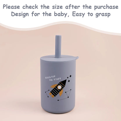 Baby Feeding Straw Cup – Anti-Hot Leakproof Silicone Toddler Water Bottle