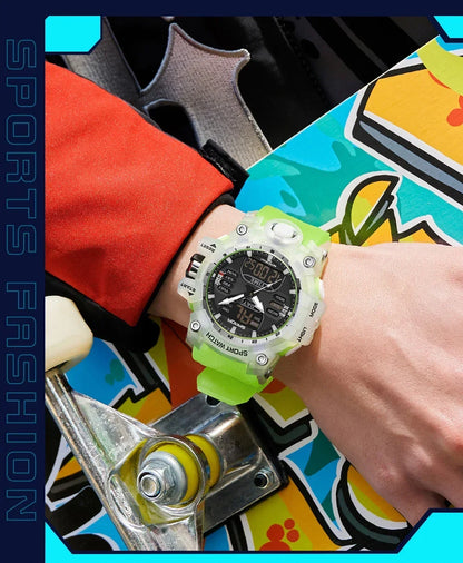 SANDA 6126 Digital Watch – Dual Display, Waterproof Military Sport, Alarm & Stopwatch