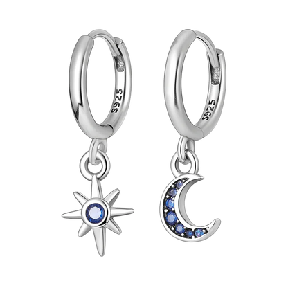 925 Sterling Silver Sparkling Hoop Earrings – Moon Pearl Heart Crystal Jewelry for Women