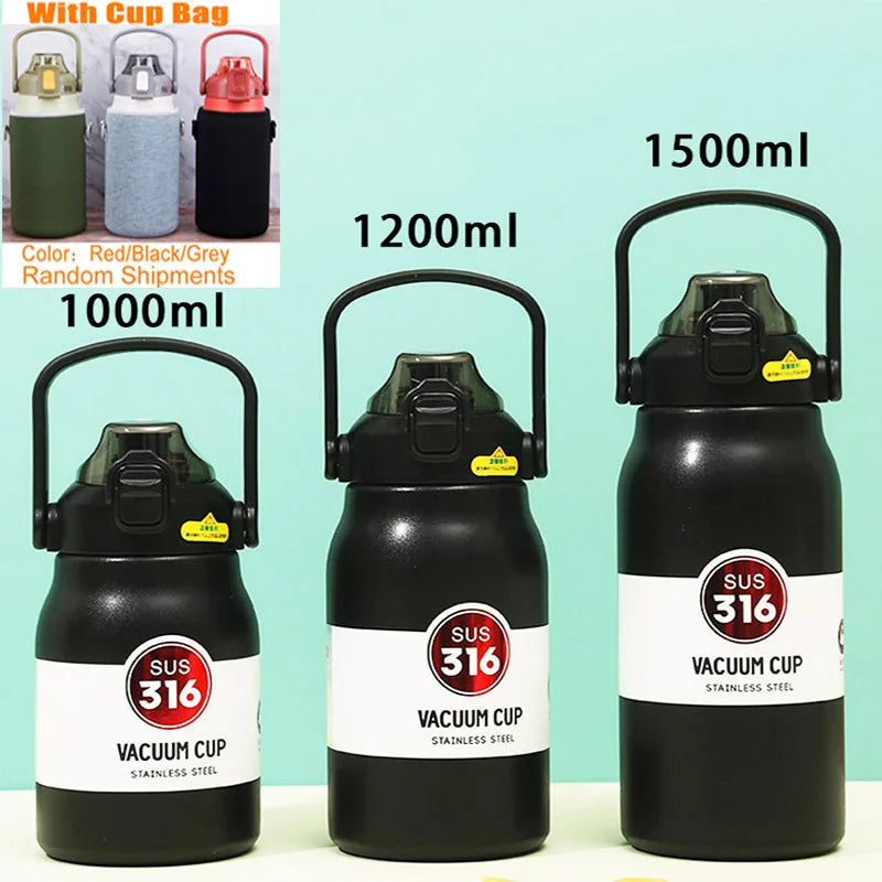 1500ML Stainless Steel Thermo Bottle – Large Capacity Portable Thermal Tumbler