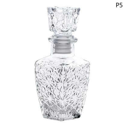 Mini Whiskey Decanter Bottle – 100/150ml Crystal Glass with 3D Carved Cap