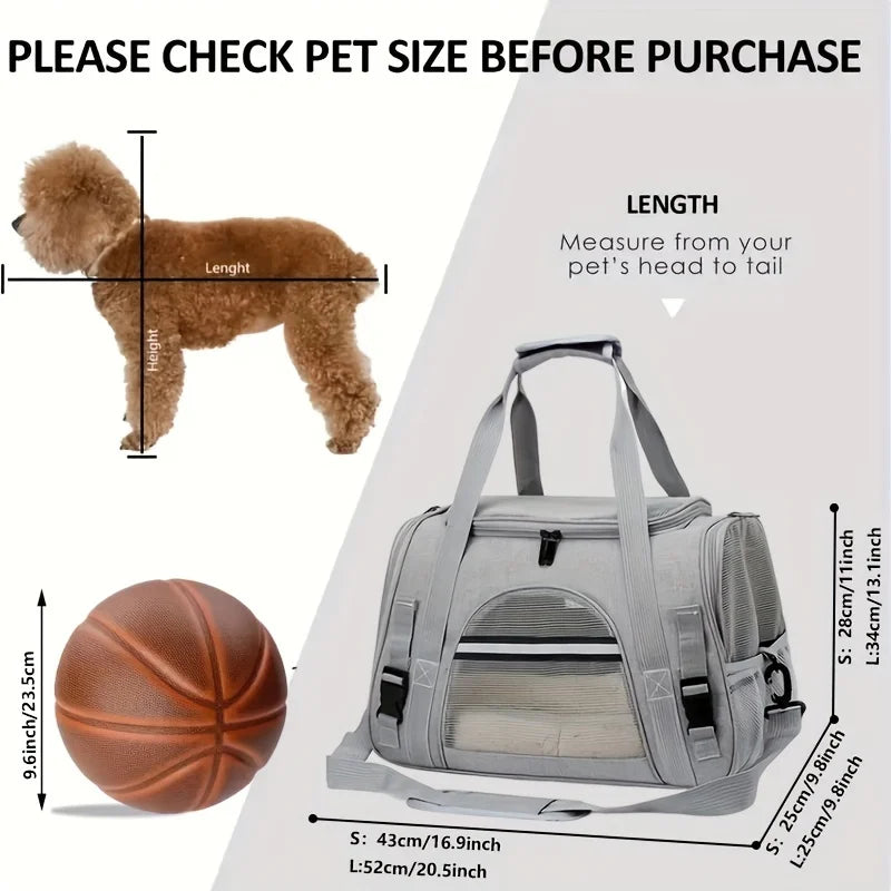 Large Cat Carrier Bag with Plush Mat – Breathable Mesh, Secure Straps, All Breeds