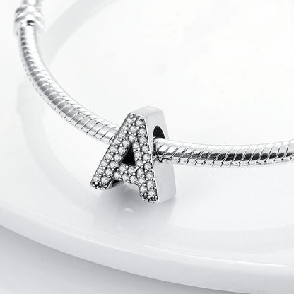 925 Sterling Silver 26 Alphabet Letters Charm Bead – DIY Birthday Jewelry