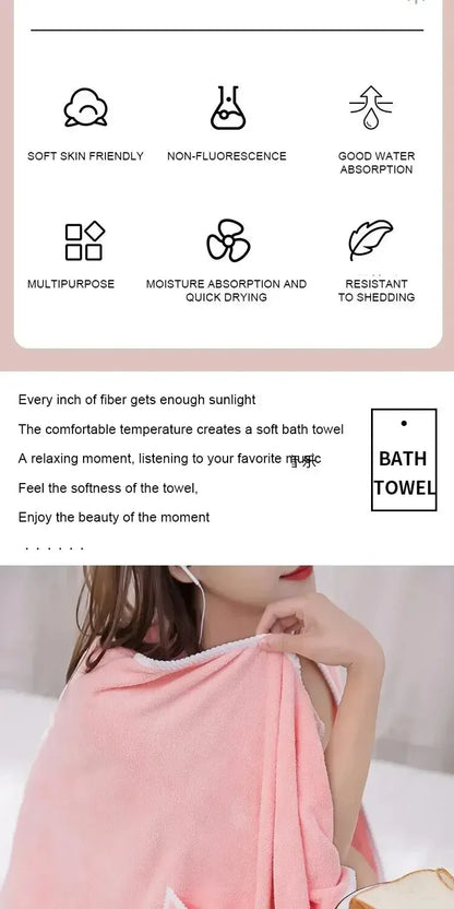Womens Bath Towels Girls Wearable 140*85Cm Fast Drying Bathing Beach Spa Bathrobes Wash Clothing, Shower Bath And Gym Towel - BeeTrendyShop.COM