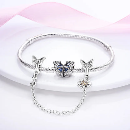 925 Sterling Silver Safety Chain Travel Charm Beads – Aircraft, Earth & Camera