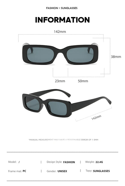Small Rectangle Sunglasses – Retro Black UV400 for Driving & Fishing