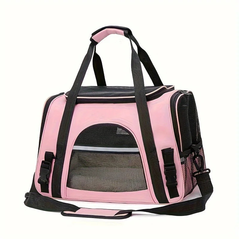 Large Cat Carrier Bag with Plush Mat – Breathable Mesh, Secure Straps, All Breeds