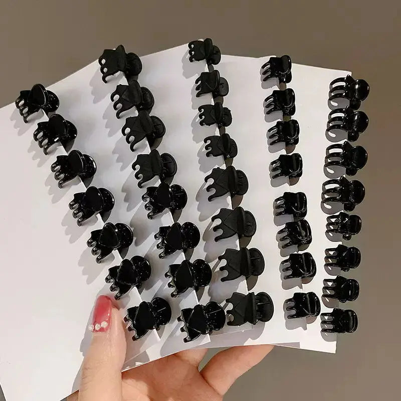 Mini Black Hair Claw Clips – Plastic Ponytail Hairpins for Women & Girls (10/20/30Pcs)