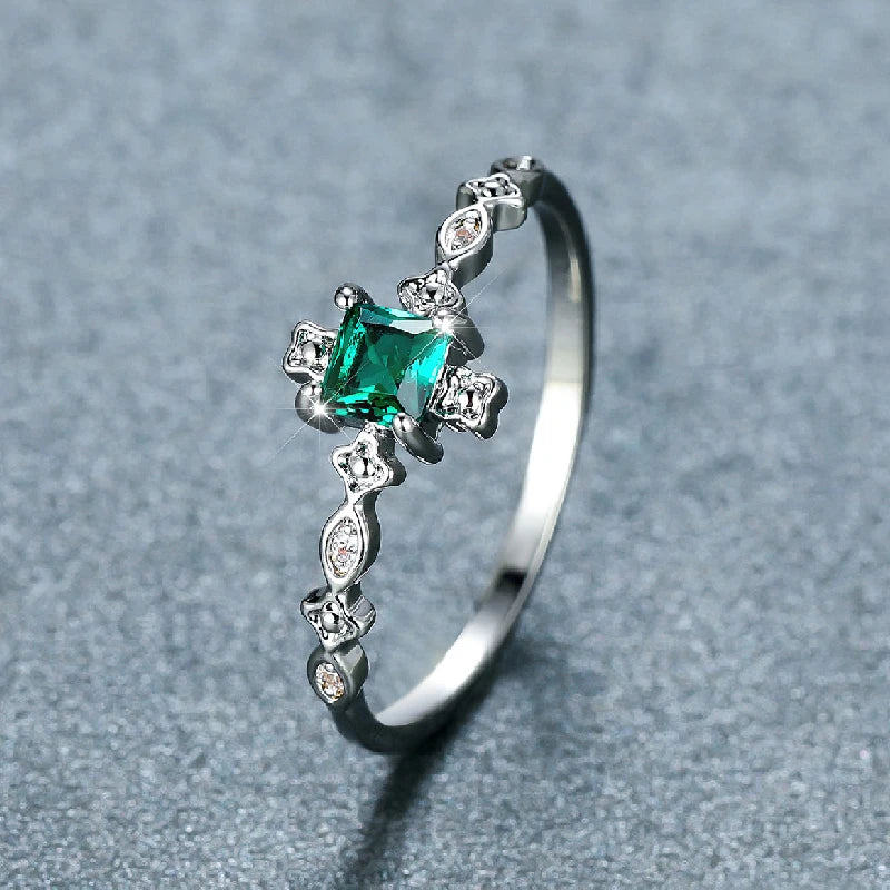 Fashion Ring 925 Silver Jewelry with Obsidian Zircon Gemstone Finger Rings Accessories for Women Wedding Party Gifts Wholesale