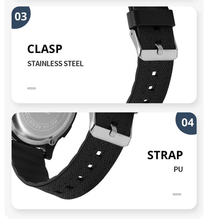 Ultra-Thin Digital Watch – Waterproof, Stopwatch, Wide-Angle Display for Men & Women