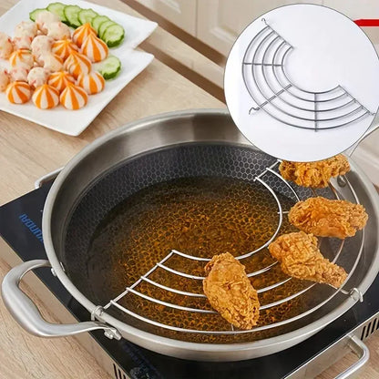 Stainless Steel Mesh Frying Basket with BBQ Tongs Set – Oil Drainage Rack for Deep Frying & Grilling