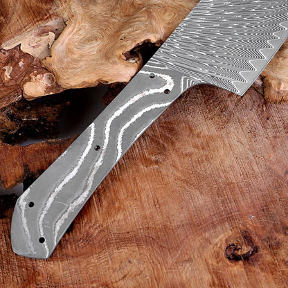 Japanese Damascus Chef Knife Blank – 8-Inch Full Tang Heat Treated DIY Knife Making Material