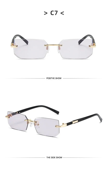 High Definition Blue Light Blocking Sunglasses – UV400 Rimless Square Eyewear