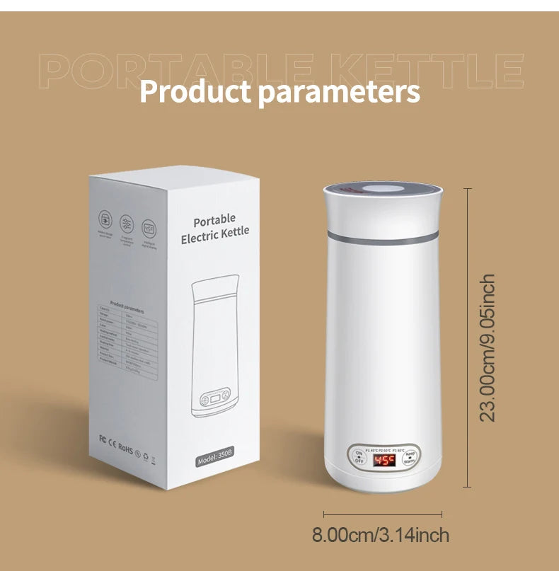 Portable Electric Kettle for Travel – Mini Stainless Steel Water Boiler for Tea & Coffee