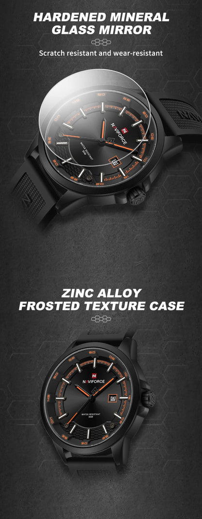 NAVIFORCE Men's Military Sport Watch – 30M Waterproof, Shockproof, Auto Date Display