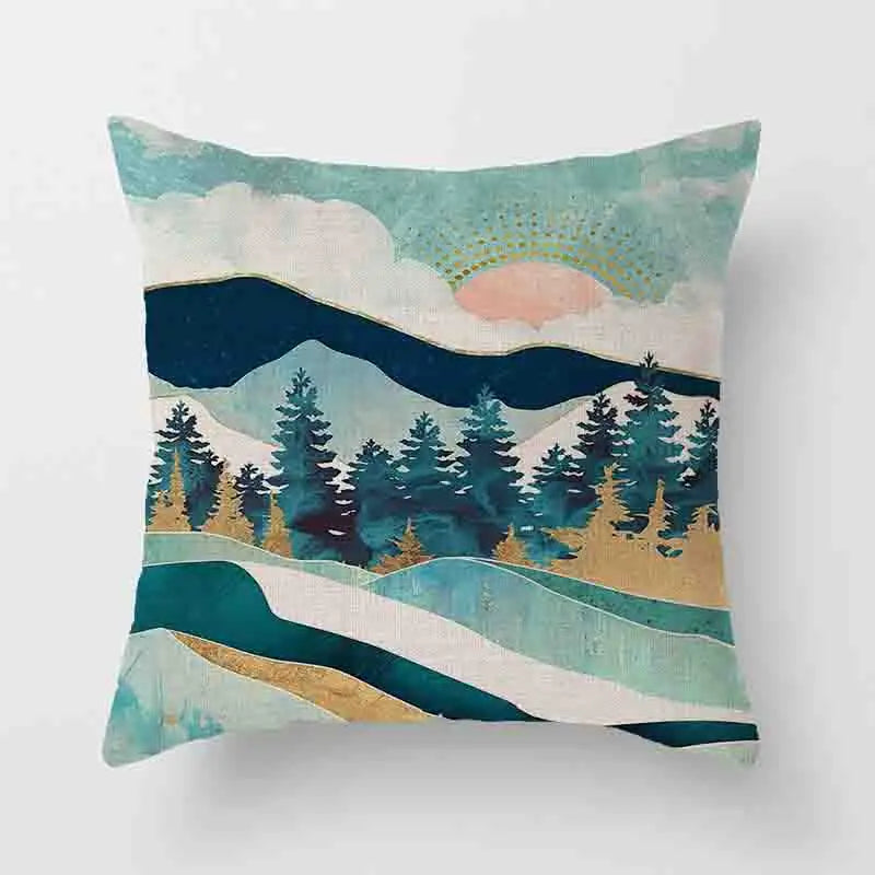 Japanese Geometric Peak Linen Cushion Cover – Encrypted Woven Throw Pillow Case for Sofa & Home
