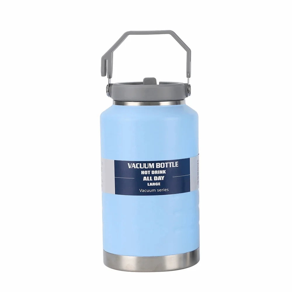 2L Stainless Steel Thermal Water Bottle with Handle – Leakproof Travel Mug