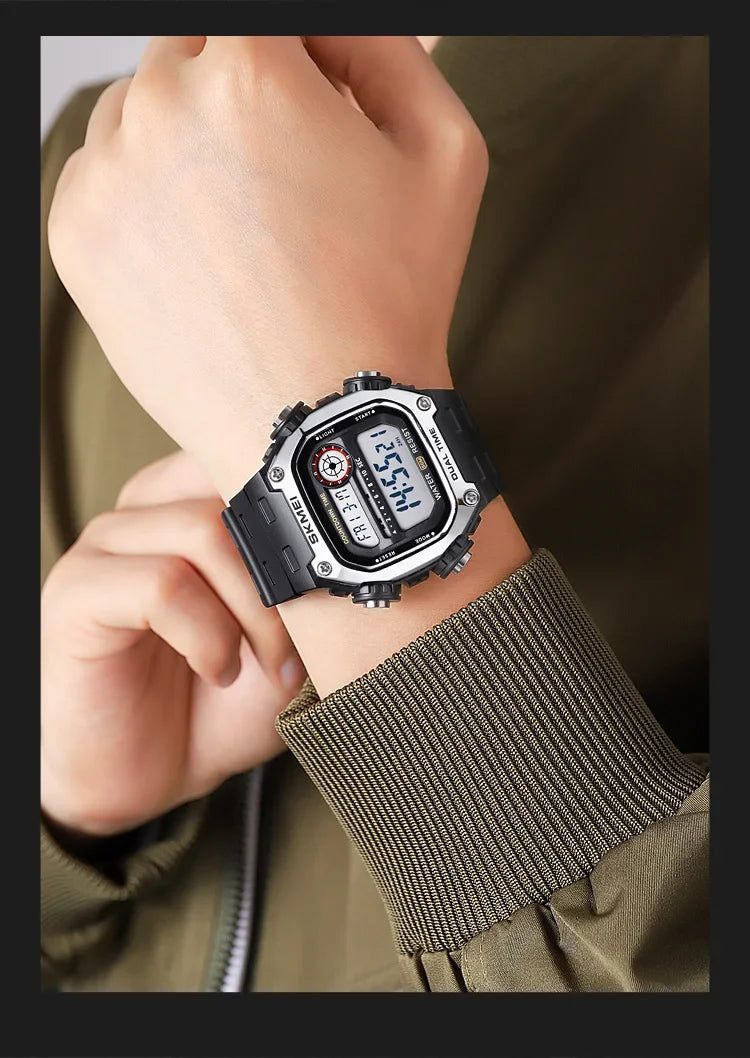 SKMEI 2126 Digital Countdown Sports Watches for Men LED Display Waterproof Stopwatch Mens Wristwatch Alarm Clock montre homme - BeeTrendyShop.COM