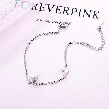 VENTFILLE 925 Silver Diamond Butterfly Bracelet – Adjustable Flower Jewelry for Women