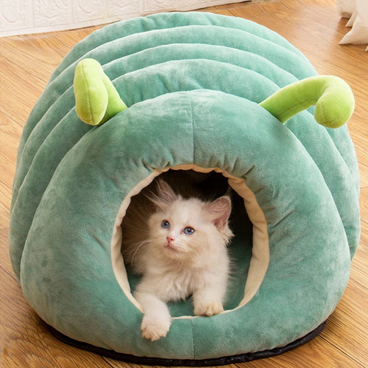 Cartoon Caterpillar Pet House - Warm Foldable Bed for Dogs & Cats