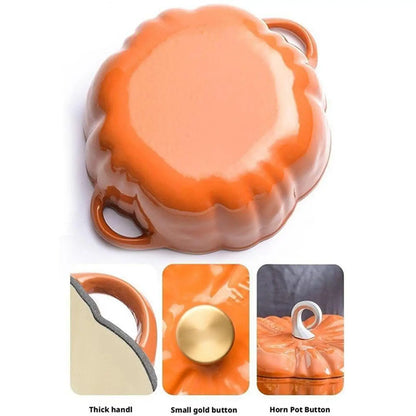 Pumpkin-Shaped Enamel Stock Pot – Non-Stick Multifunction Soup & Stew Cooker