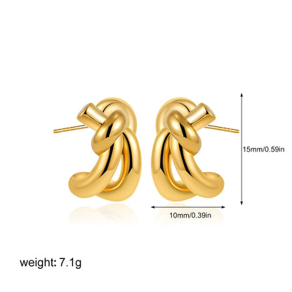 Retro Twist C-Shape Hoop Earrings – Geometric Punk Jewelry for Women