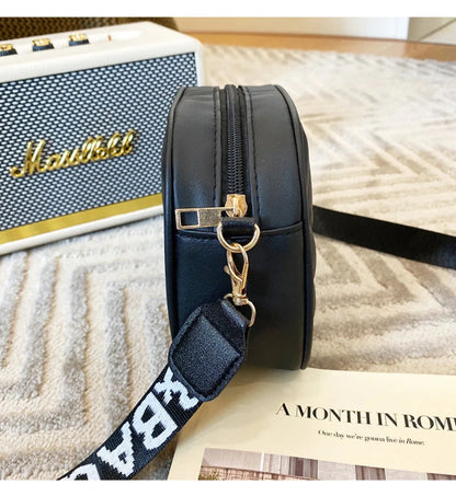High quality women's PU rolling strip camera bag shoulder bag mobile phone bag casual crossbody bag - BeeTrendyShop.COM