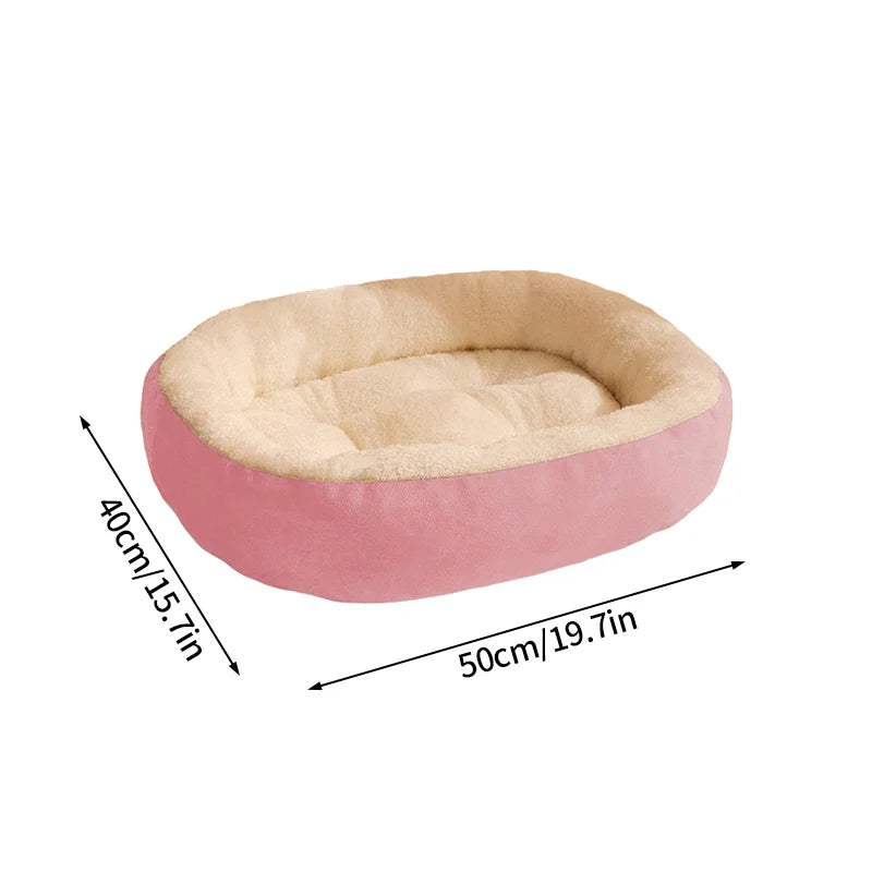 Plush Pet Bed – Soft Oval Mat for Indoor Cats & Dogs | All-Season Comfort