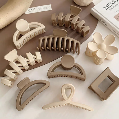 Large Acrylic Hair Claw Clip – Korean Style Coffee Color Hairpin for Women & Girls