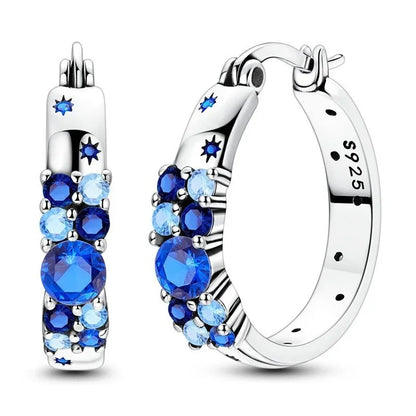 925 Sterling Silver Sparkling Hoop Earrings – Moon Pearl Heart Crystal Jewelry for Women