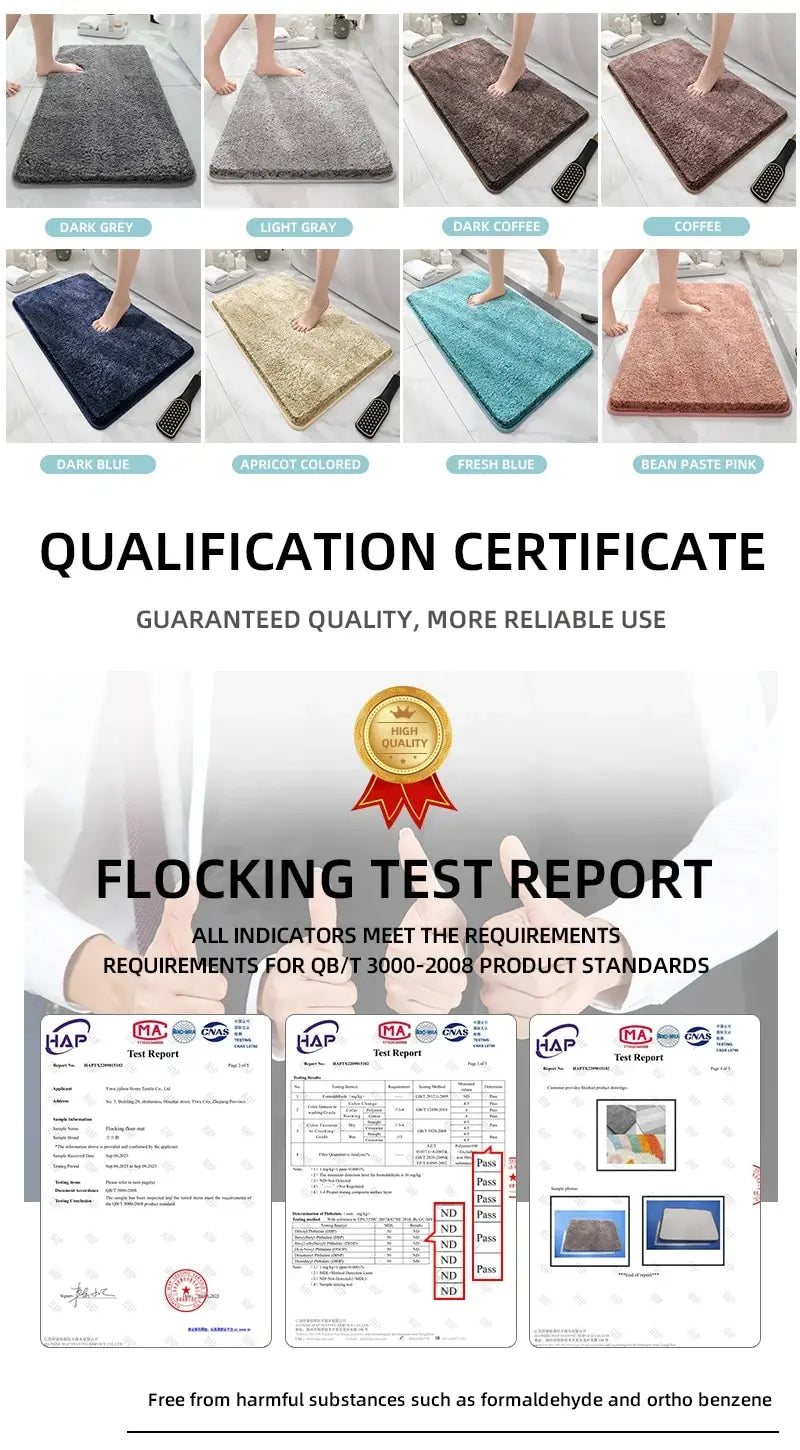 Modern Minimalist Solid Color Floor Mat, Square Long Plush, Thickened Absorbent Carpet, Bathroom Door Mat, Non Slip Mat - BeeTrendyShop.COM