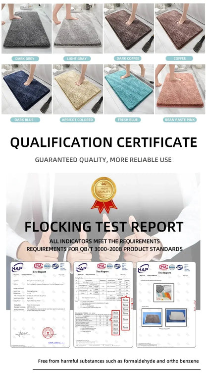 Modern Minimalist Solid Color Floor Mat, Square Long Plush, Thickened Absorbent Carpet, Bathroom Door Mat, Non Slip Mat - BeeTrendyShop.COM