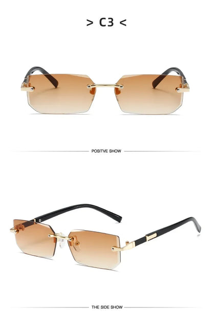 High Definition Blue Light Blocking Sunglasses – UV400 Rimless Square Eyewear