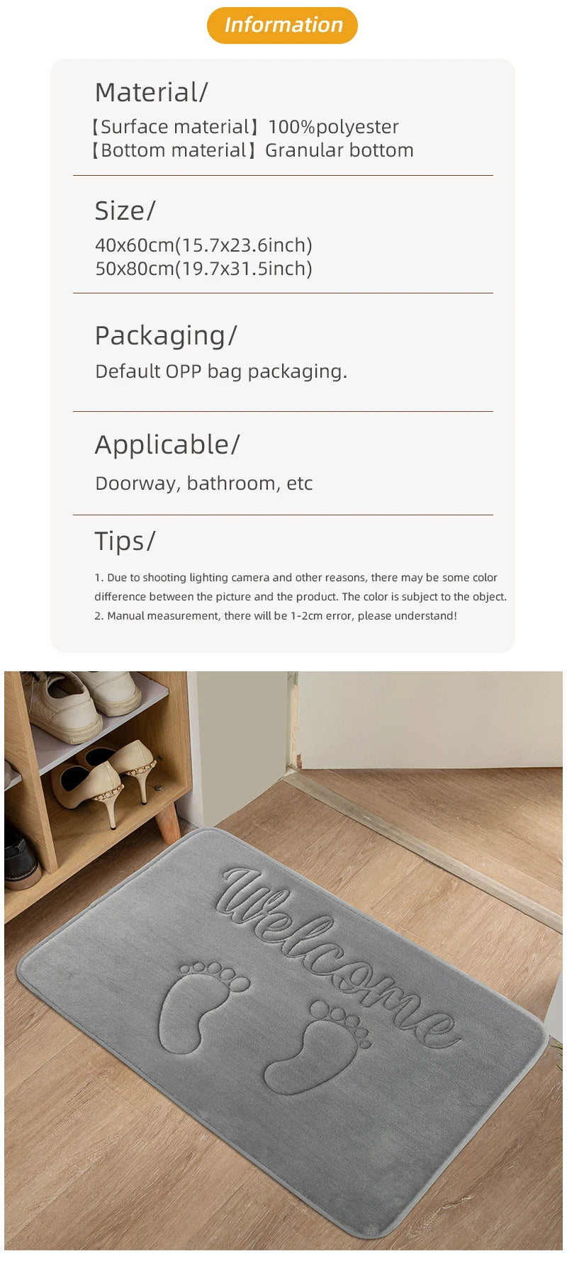 1pc Anti-Slip Cobblestone Floor Mat for Bathroom, and Absorbs Water and Reduces Slips and Falls - BeeTrendyShop.COM